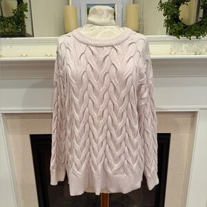 Philosophy Fisherman’s Chunky Cable Knit Crew Neck Sweater Oyster Heather XL NWT